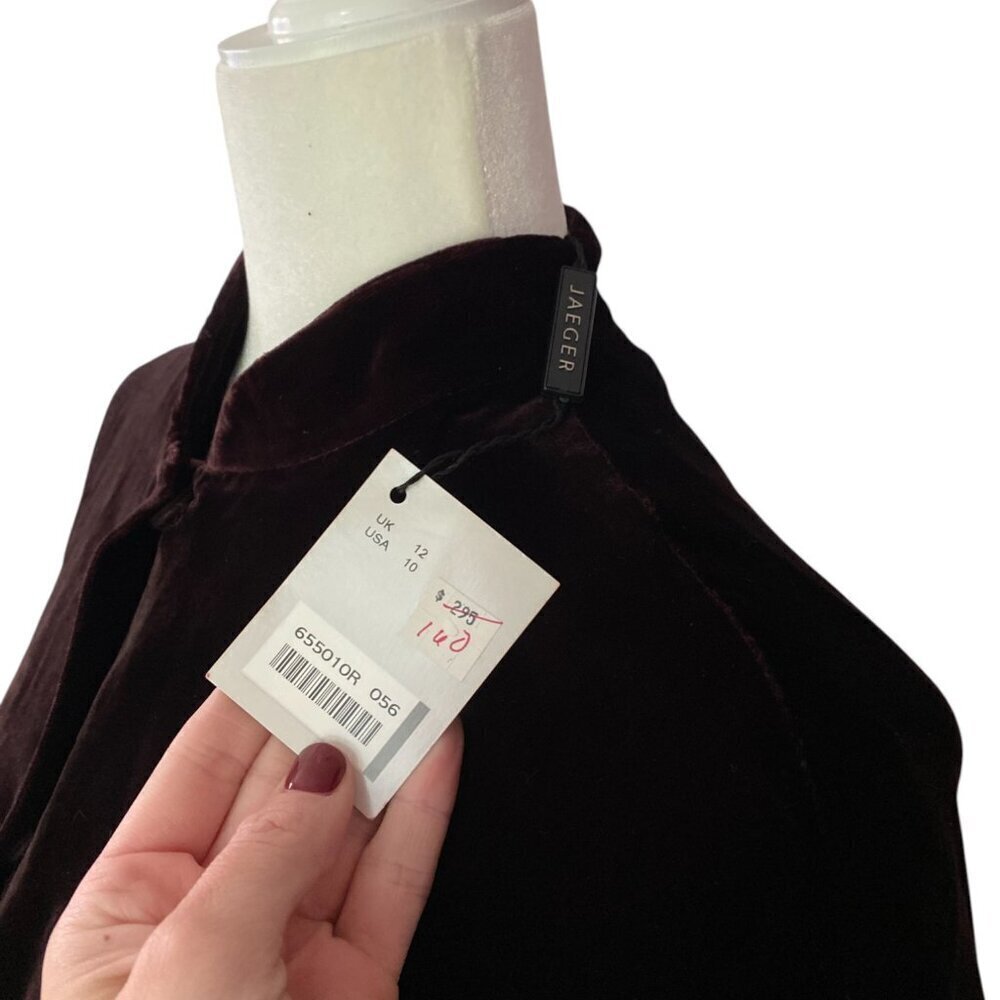 Vintage Jaeger Velvet Snap Front Shirt & Trousers Dark Brown Quiet Luxury Silk - Picture 5 of 11